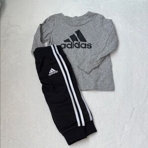 Adidas Gray and Black Tracksuit matching Set